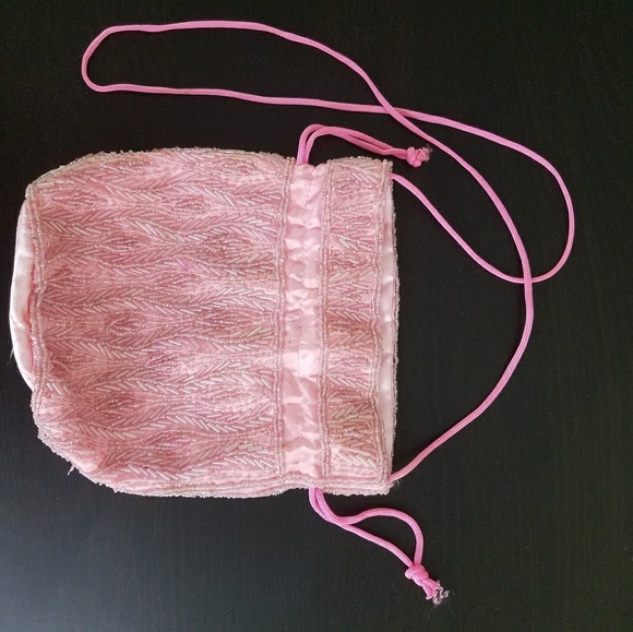Handmade beaded drawstring bag - Picture 3 of 4